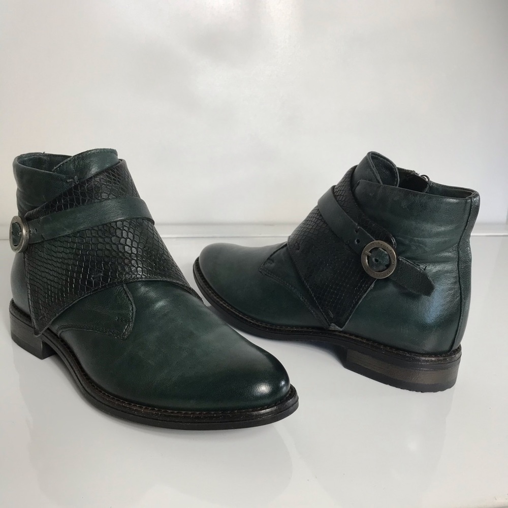 Miz Mooz Talbot Leather Buckle Ankle Boots - Picture 3 of 7